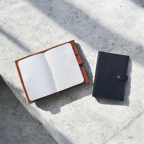 Refillable Vintage Leather Journal with Snap 5 x 4 inch