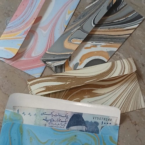 5 Marbled Paper Money Envelopes 3.5 x 6.5 inch